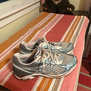 ASICS Women's Silver and Blue Athletic Shoes